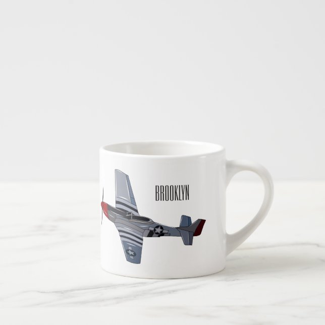 Fighter-bomber cartoon illustration espresso cup (Right)