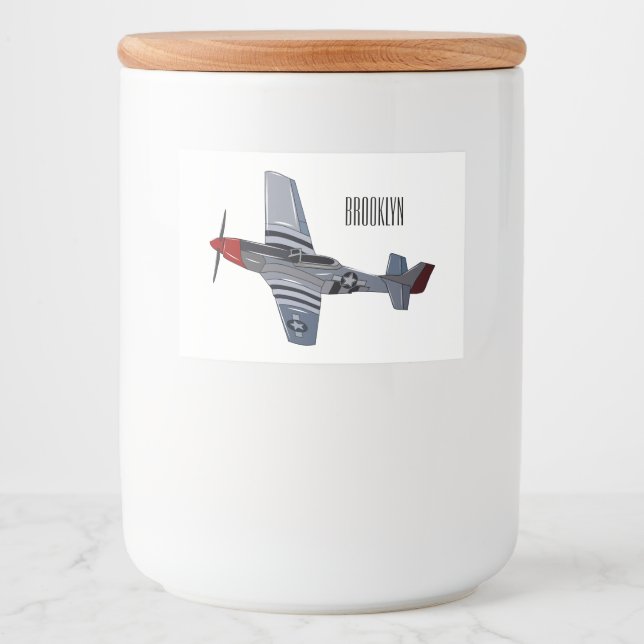 Fighter-bomber cartoon illustration food label (Front)