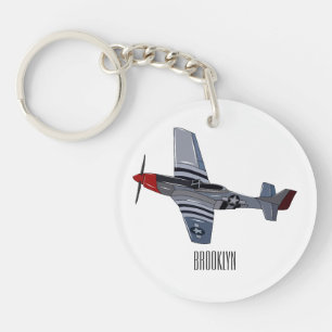 Fighter-bomber cartoon illustration key ring