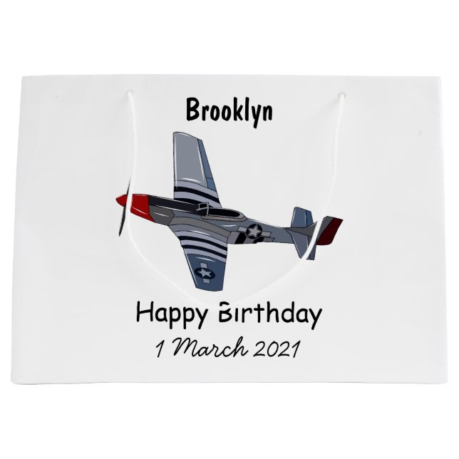 Fighter-bomber cartoon illustration large gift bag (Front)