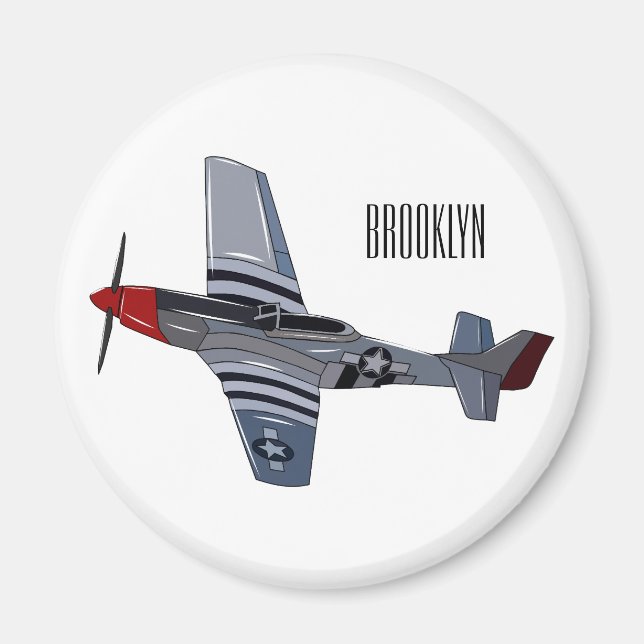 Fighter-bomber cartoon illustration magnet (Front)