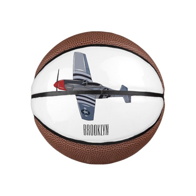 Fighter-bomber cartoon illustration mini basketball (Front)
