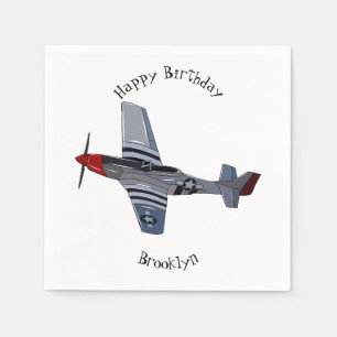 Fighter-bomber cartoon illustration napkin