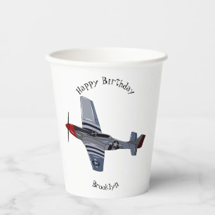 Fighter-bomber cartoon illustration paper cups