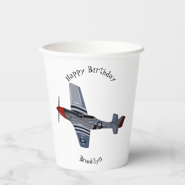 Fighter-bomber cartoon illustration paper cups (Front)