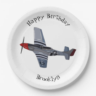 Fighter-bomber cartoon illustration paper plate