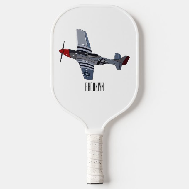 Fighter-bomber cartoon illustration pickleball paddle (Front)
