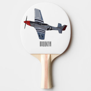 Fighter-bomber cartoon illustration ping pong paddle