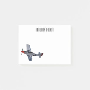 Fighter-bomber cartoon illustration post-it notes