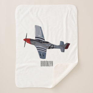 Fighter-bomber cartoon illustration sherpa blanket