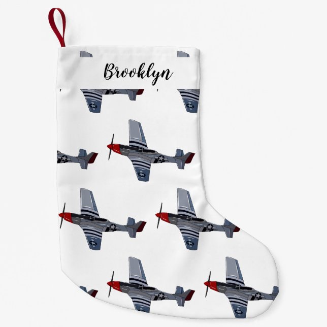 Fighter-bomber cartoon illustration small christmas stocking (Front)