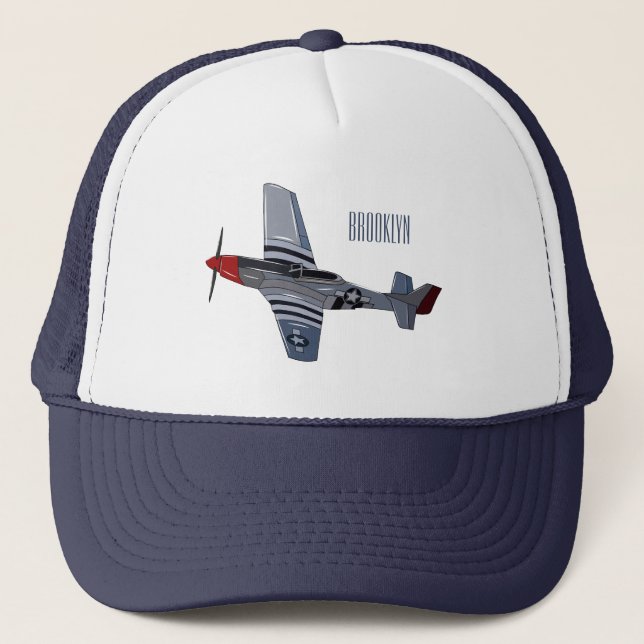 Fighter-bomber cartoon illustration trucker hat (Front)