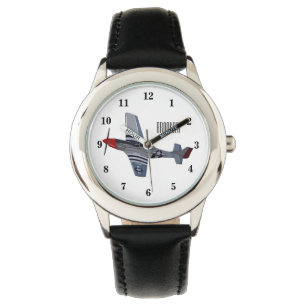 Fighter-bomber cartoon illustration watch