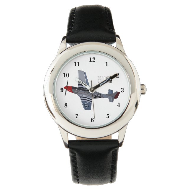 Fighter-bomber cartoon illustration watch (Front)