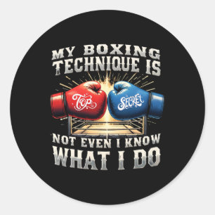 Fighter Boxing Gloves - Funny Gym Quote - Retro Bo Classic Round Sticker