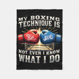 Fighter Boxing Gloves - Funny Gym Quote - Retro Bo Fleece Blanket