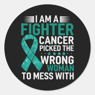 Fighter Cancer Picked Wrong Woman Cervical Cancer Classic Round Sticker