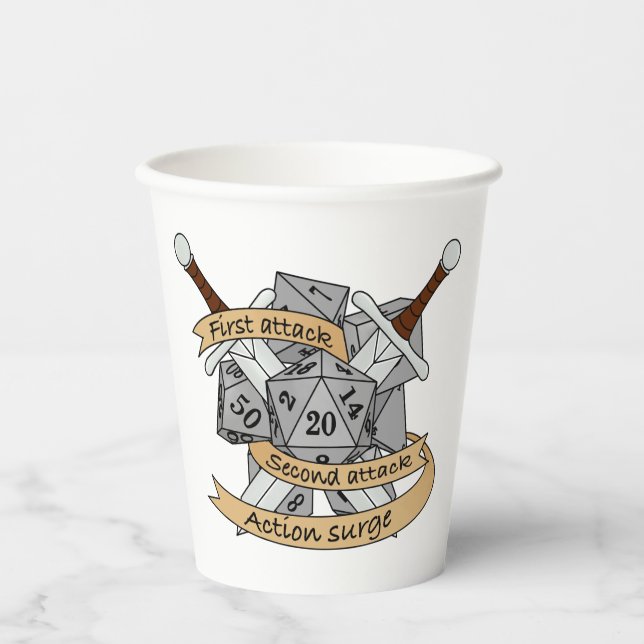 Fighter Dice Design Paper Cups (Front)