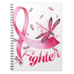 Fighter Dragonfly Pink Ribbon Breast Cancer Notebook