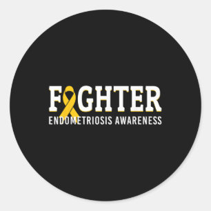 Fighter Endometriosis Awareness Month Ribbon Endo Classic Round Sticker