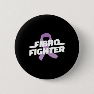 Fighter - Fibromyalgia Awareness Purple Ribbon 6 Cm Round Badge
