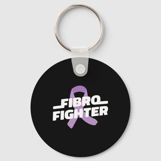 Fighter - Fibromyalgia Awareness Purple Ribbon  Key Ring (Front)