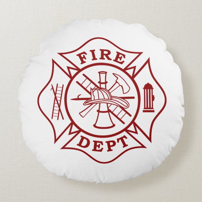 Fighter / Fire Dept Maltese Cross Home decor Round Cushion (Front)