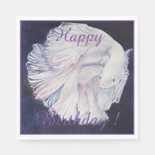 Fighter Fish Happy Birthday Party Celebration Napkin
