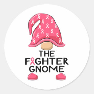 Fighter Gnome - Breast Cancer Awareness Gnome Cost Classic Round Sticker