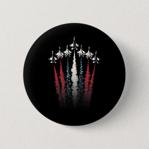 Fighter Jet Aeroplane American Flag 4th Of July Pa 6 Cm Round Badge