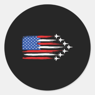 Fighter Jet Aeroplane American Flag Fighter Jets 4 Classic Round Sticker