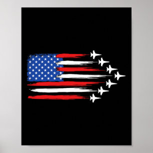 Fighter Jet Aeroplane American Flag Fighter Jets 4 Poster