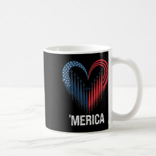 Fighter Jet Aeroplane American Flag Heart 4th Of J Coffee Mug