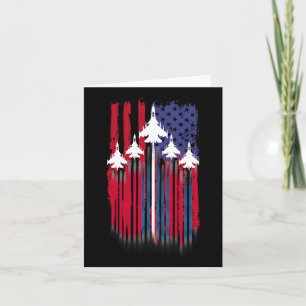 Fighter Jet Aeroplane American Flag Patriotic 4th Card