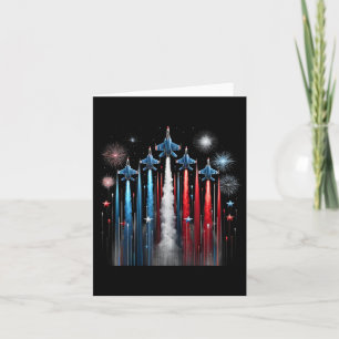 Fighter Jet Aeroplane American Flag Patriotic 4th  Card