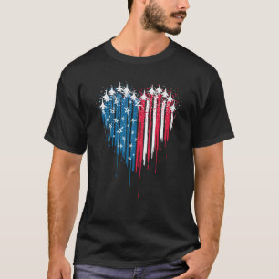 Fighter Jet Aeroplane American Flag Patriotic 4th  T-Shirt