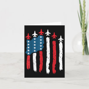 Fighter Jet Aeroplane Usa Flag 4th Of July Patriot Card