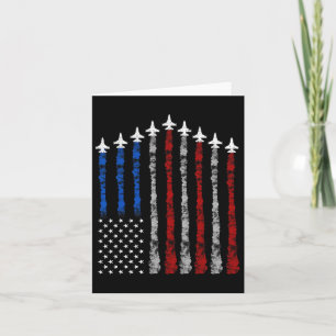 Fighter Jet Aeroplane Usa Flag 4th Of July Patriot Card