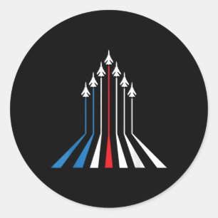 Fighter Jet Aeroplane Usa Flag 4th Of July Patriot Classic Round Sticker