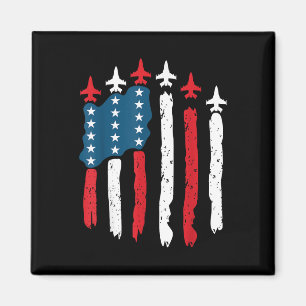 Fighter Jet Aeroplane Usa Flag 4th Of July Patriot Magnet