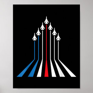 Fighter Jet Aeroplane Usa Flag 4th Of July Patriot Poster