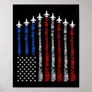 Fighter Jet Aeroplane Usa Flag 4th Of July Patriot Poster