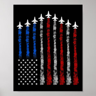 Fighter Jet Aeroplane Usa Flag 4th Of July Patriot Poster