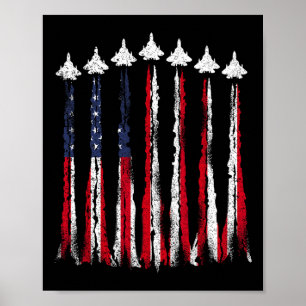 Fighter Jet Aeroplane Usa Flag 4th Of July Patriot Poster