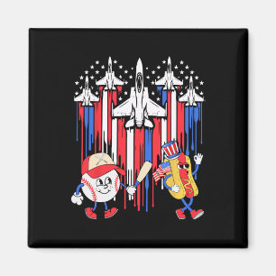 Fighter Jet Aeroplane Usa Flag Baseball 4th Of Jul Magnet