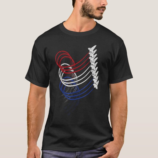 Fighter Jet Airplane American USA Patriotic 4th Of T-Shirt (Front)