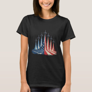 Fighter Jet American Flag 4th Of July Tee