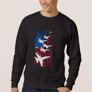 Fighter Jet American Flag Stars Stripes Military 4 Sweatshirt