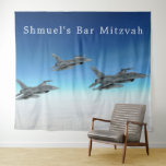 Fighter Jet | Bar Mitzvah Photo Booth Banner Tapestry<br><div class="desc">Use as a backdrop for your photo booth or as a welcome banner! A wonderful, personalised touch for behind the head table. Add your choice of personalisation. Add your custom wording to this design by using the "Edit this design template" boxes on the right-hand side of the item or click...</div>