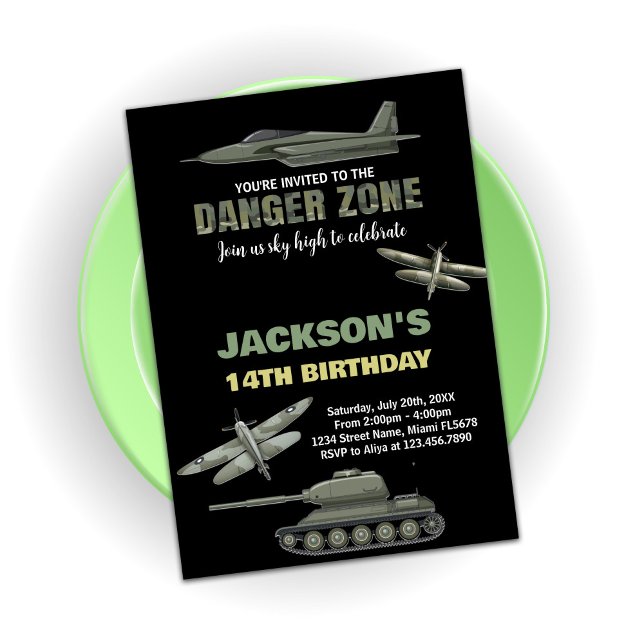  Fighter Jet Birthday Invitations Danger Zone BK (Fighter Jet Birthday Invitations Danger Zone BK)